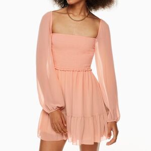 Aritzia Wilfred Tempest Smocked Chiffon Mini Dress Women’s Size Small